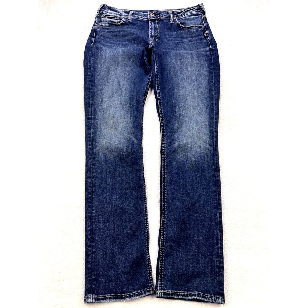 Silver‎ Avery Selvedge Jeans Women 32x32 Blue Distress Stretch Whisker Denim